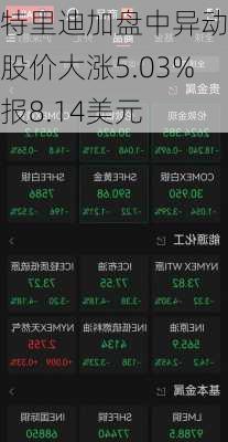 特里迪加盘中异动 股价大涨5.03%报8.14美元