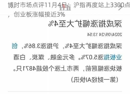 博时市场点评11月4日：沪指再度站上3300点，创业板涨幅接近3%