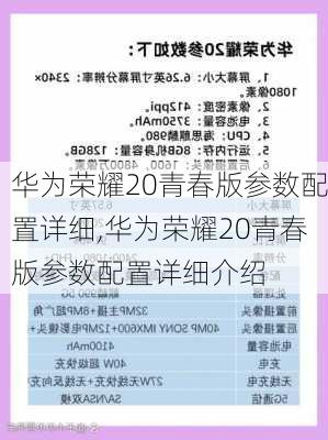 华为荣耀20青春版参数配置详细,华为荣耀20青春版参数配置详细介绍