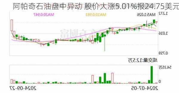 阿帕奇石油盘中异动 股价大涨5.01%报24.75美元