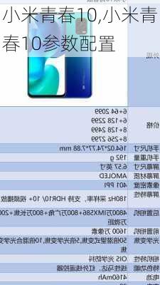 小米青春10,小米青春10参数配置