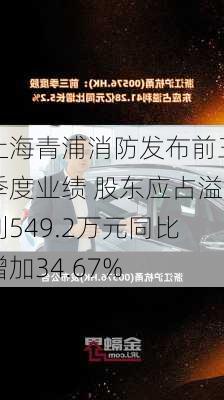 上海青浦消防发布前三季度业绩 股东应占溢利549.2万元同比增加34.67%