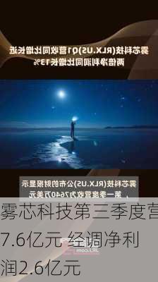 雾芯科技第三季度营收7.6亿元 经调净利润2.6亿元