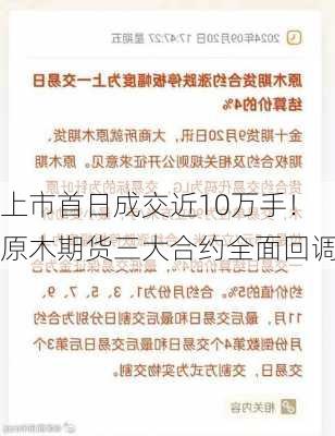 上市首日成交近10万手！原木期货三大合约全面回调