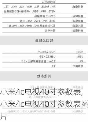 小米4c电视40寸参数表,小米4c电视40寸参数表图片