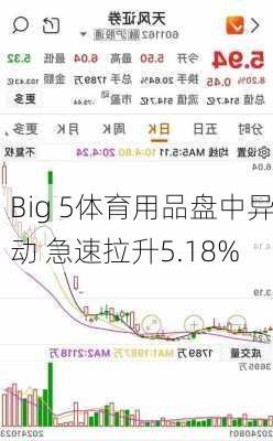 Big 5体育用品盘中异动 急速拉升5.18%