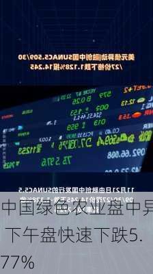 中国绿色农业盘中异动 下午盘快速下跌5.77%