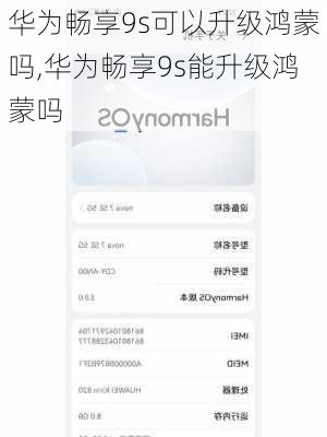 华为畅享9s可以升级鸿蒙吗,华为畅享9s能升级鸿蒙吗