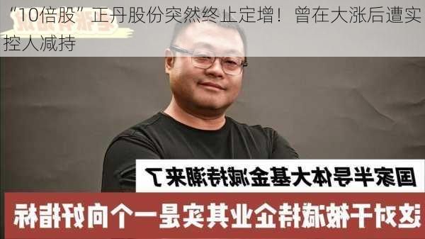 “10倍股”正丹股份突然终止定增！曾在大涨后遭实控人减持