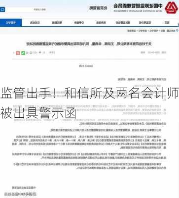 监管出手！和信所及两名会计师被出具警示函