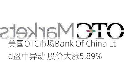 美国OTC市场Bank Of China Ltd盘中异动 股价大涨5.89%