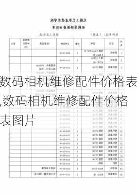 数码相机维修配件价格表,数码相机维修配件价格表图片