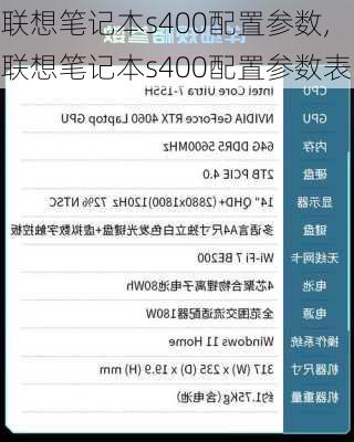 联想笔记本s400配置参数,联想笔记本s400配置参数表