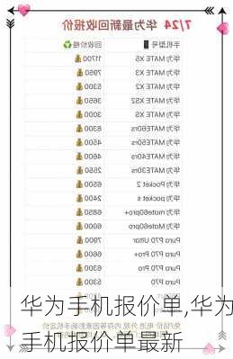 华为手机报价单,华为手机报价单最新
